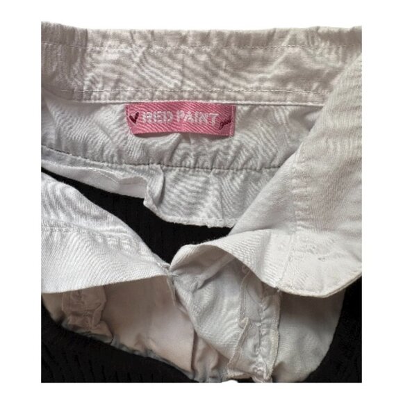 RED PAINT Layered Look ribbed Knit Sweater Over White Button-Down Shirt (2360) - Picture 2 of 3